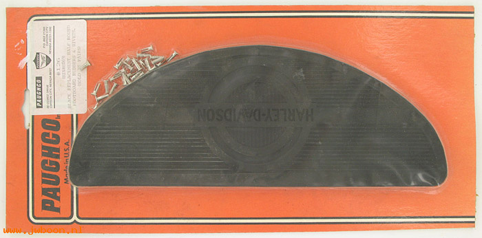 D P126 (50614-40 / 2940-40): Pair oval footboard rubbers, with "Harley-Davidson"