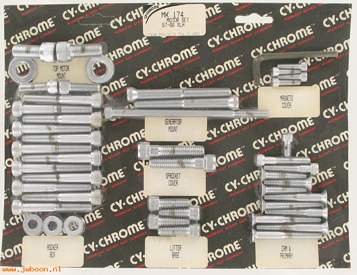 D RF150-0500 (MK174): CY-Chrome Allen head motor hardware kit '57-'66 XLH
