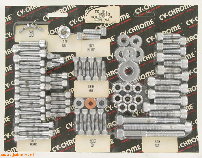 D RF150-0640 (MK107): CY-Chrome Allen head motor hardware kit '84-'86 5-speed except FX