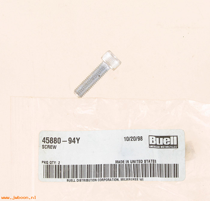   J9136.8 (45880-94Y): Screw, M8 x 30mm hex socket head -NOS- Buell S2 Thunderbolt 95-96