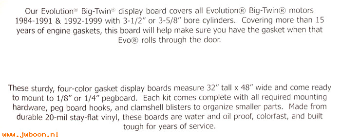 JGI-99000-EVBT (): Gasket display board - Big Twins '84-'99  - James Gaskets