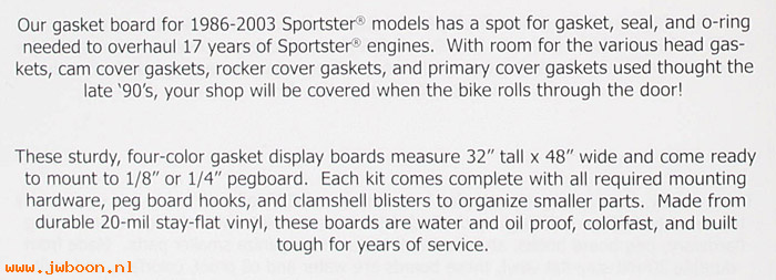  JGI-99000-EVXL (): Gasket display board - Sportster, XL '86-'03 - James Gaskets