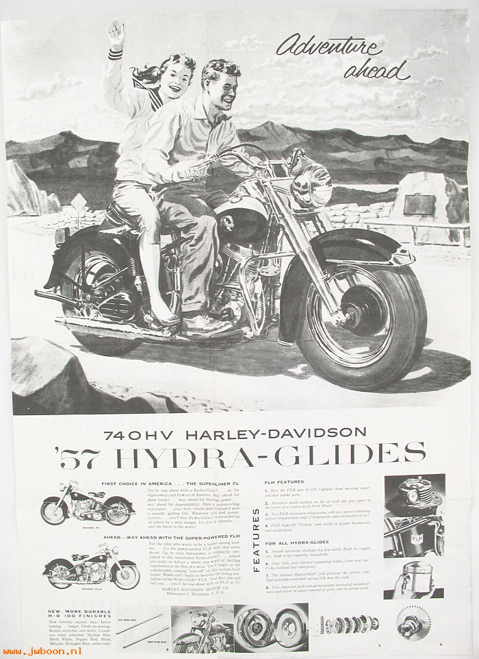 L 211 (): 1957 Hydra-Glide Sales brochure / Poster, in stock