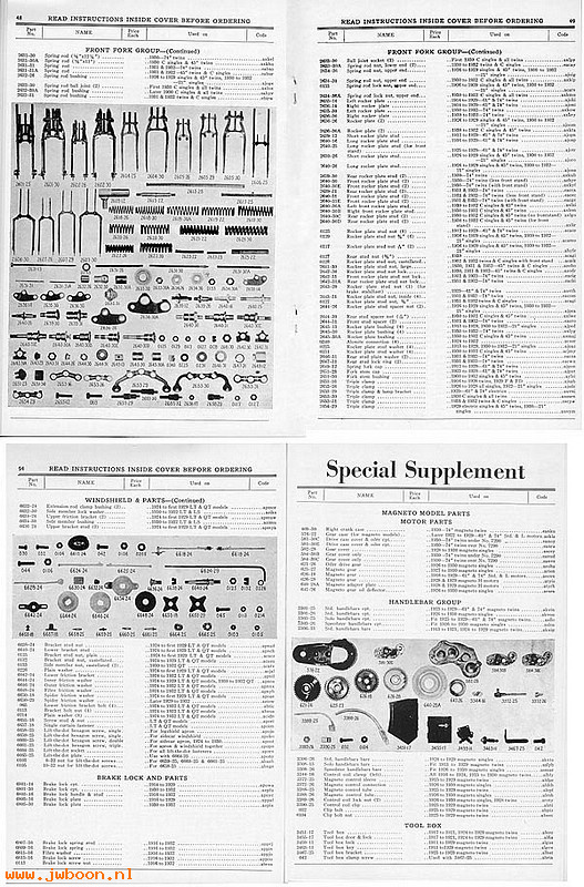 L 502 (): Parts catalog - '28-'32 JD, VL, DL, Singles, in stock