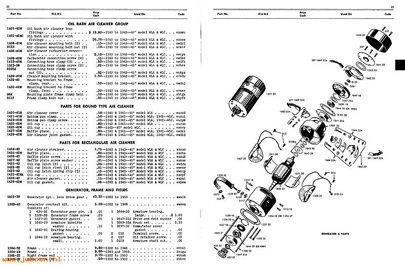 L 505 (99451-50 / 13851-50): Parts catalog - '40-'50 WL, Servi-car 750cc, in stock