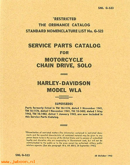 L 541 (): WLA parts catalog 1943. Liberator military onderdelen boek