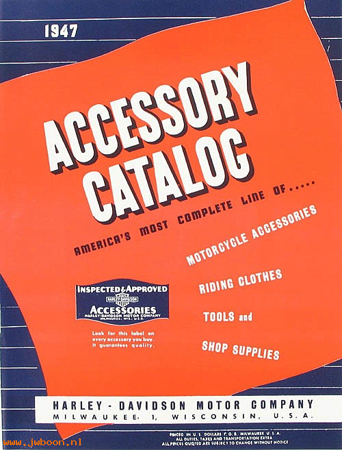 L 555 (): Accessory catalog 1947 - dealer edition, in stock