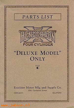 L 671 (): Henderson Parts list / catalog - "Deluxe model"   in stock