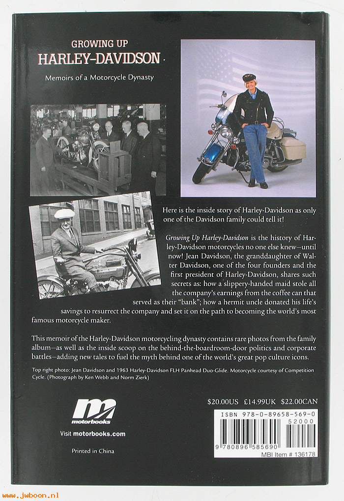 L 687 (): Book - Growing Up H-D - autographed by Jean Davidson - hard cover