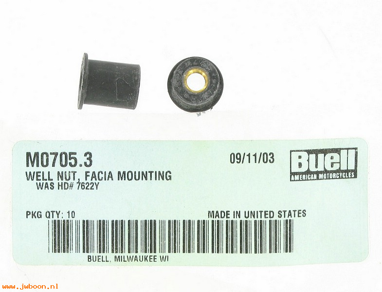   M0705.3 (    7622Y): Well nut, 1/4"-20, facia mounting - NOS - Buell M2, S3, X1, Blast