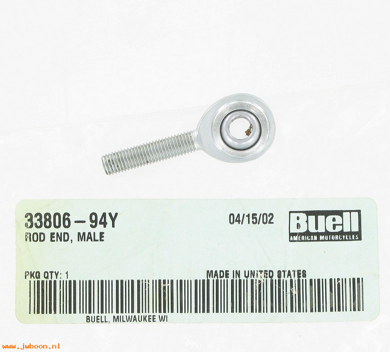   N0606.2 (33806-94Y): Rod end, male,right hand threads - NOS - Buell S2/S3, S1/X1 95-02