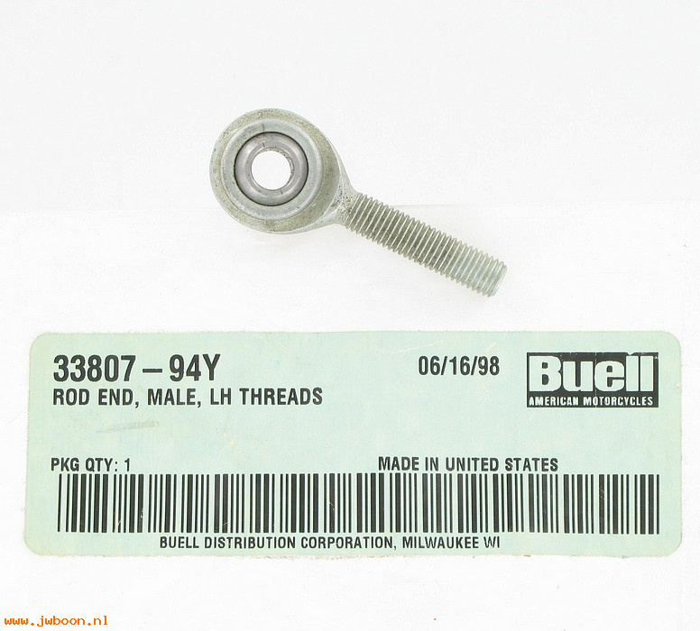  N0612.2 (33807-94Y): Rod end, male, left hand threads - NOS - Buell S2/S3, S1/X1 95-00