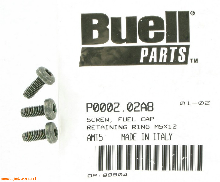   P0002.02A8 (P0002.02A8): Screw, fuel cap retaining ring - M5 x 12 - NOS - Buell XB, 1125R