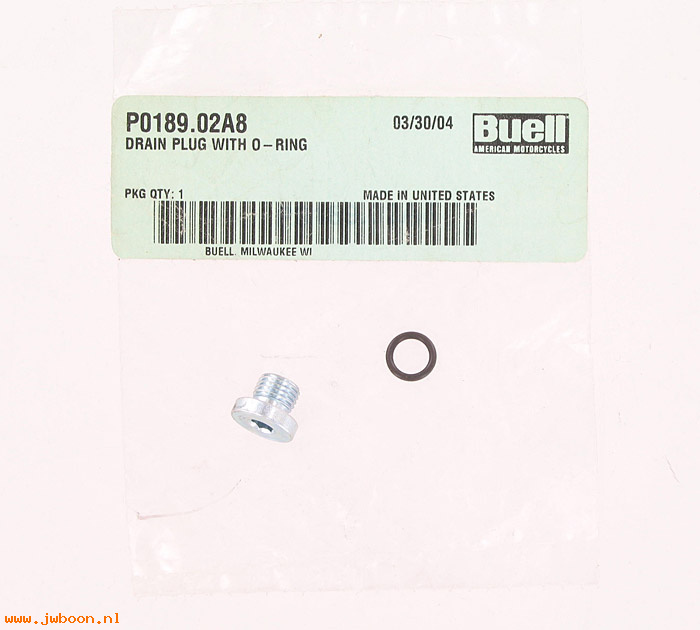   P0189.02A8 (P0189.02A8): Drain plug, fuel pump with o-ring - NOS - Buell XB '03-'05