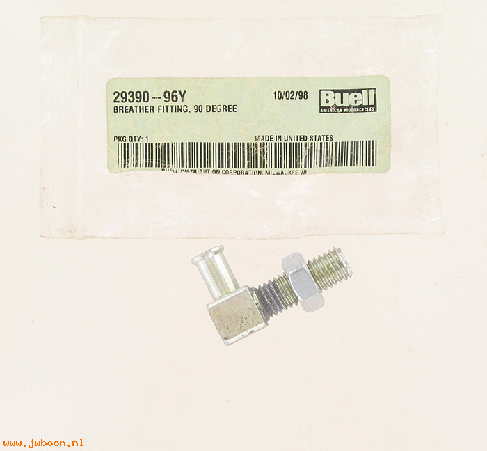   P0235.9 (29390-96Y): Breather fitting, 90 degree - NOS - Buell M2, S3, S1 '96-'98