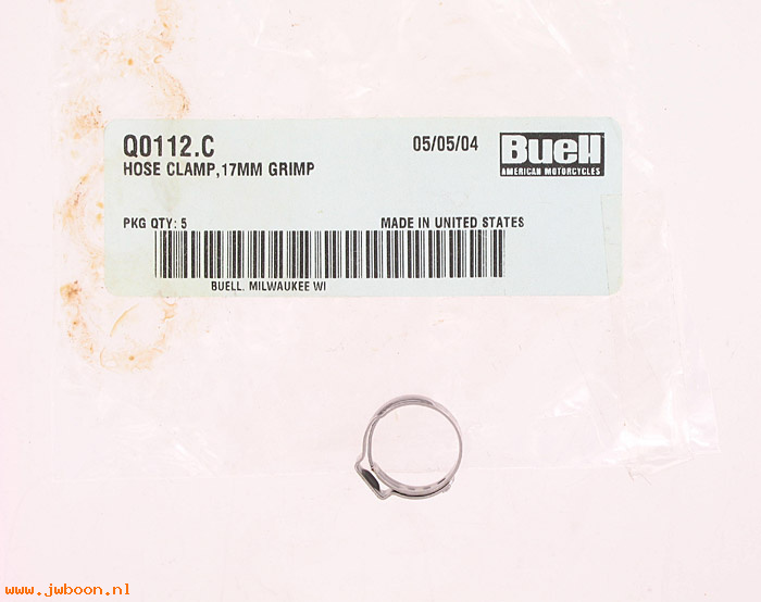   Q0112.C (27641-97Y): Hose clamp, 17mm, crimp - NOS - Buell M2, S3 '99-'02