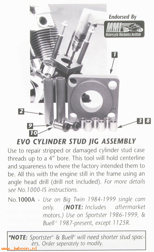 R 1000A (): Cylinder jig assy - JIMS - Big Twins 84-99. XL 86-99. Buell 87-99