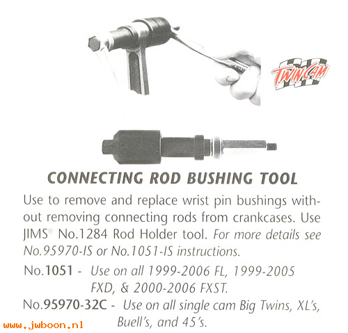 R 1051 (95970-32D): Connecting rod bushing tool - JIMS - FL,FX 99-06,except FXD 2006