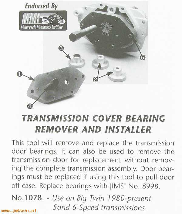 R 1078 (): Transmission cover bearing remover&installer,JIMS-BT 80-97,5-spee
