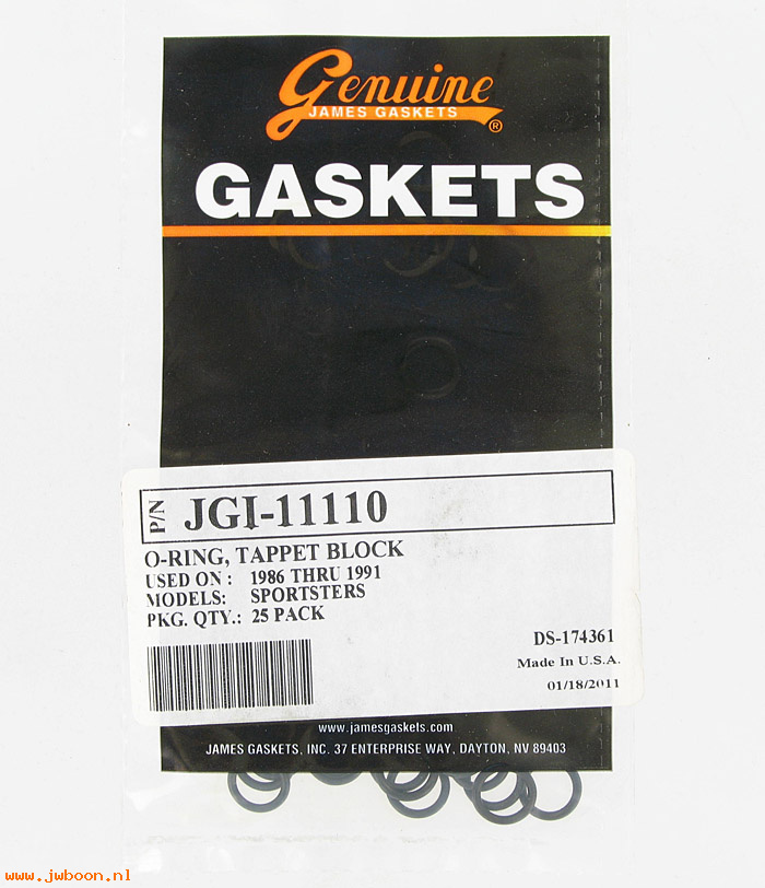 R     11110.25pack (   11110): O-rings, tach & tappet guide, 883-1100 - James Gaskets - XL's