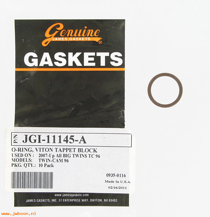 R     11145A (   11145A): O-ring, tappet guides - James Gaskets - Big Twins,FLT,FXR,FXWG.XL