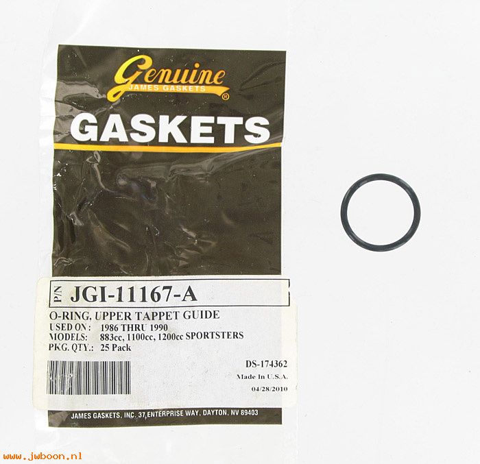 R     11167A (   11167A): O-ring, tappet guide - James Gaskets - Sportster XLH 883 / 1200