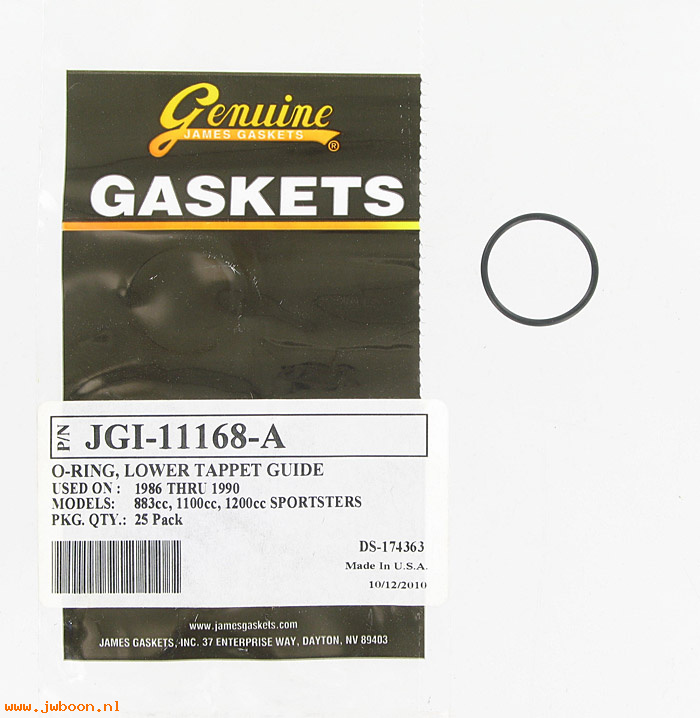 R     11168A (   11168A): O-ring, tappet guide - James Gaskets - Sportster XLH 883 / 1200