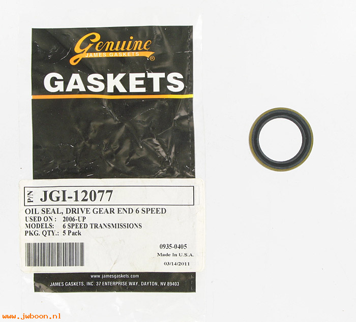 R     12077 (   12077): Oil seal - output gear - James Gaskets - 6-speed, '06-