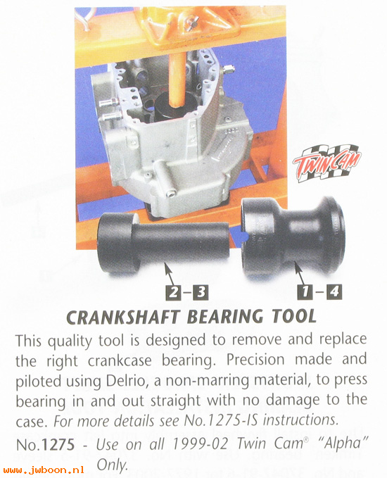 R 1275 (): Crankshaft bearing tool - JIMS - Twin Cam A '99-'02, in stock