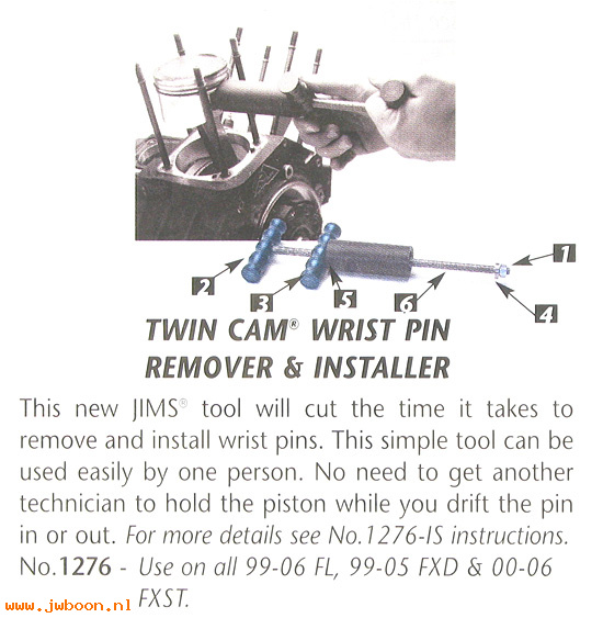 R 1276 (HD-42320-A): Wrist pin remover & installer tool, JIMS - TC 99-06,except FXD 06