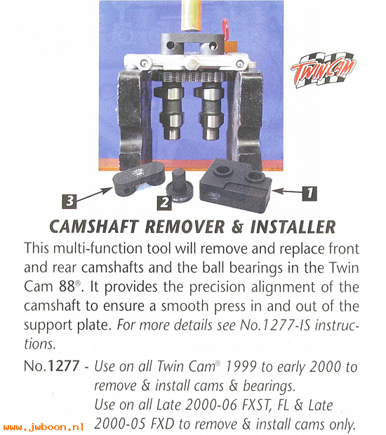R 1277 (HD-43644): Camshaft remover and installer - JIMS - TC88 99-e00, in stock