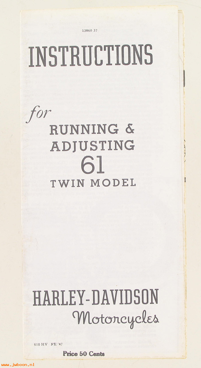 R  13860-37 (99460-37): Owner's manual      1937 61" models