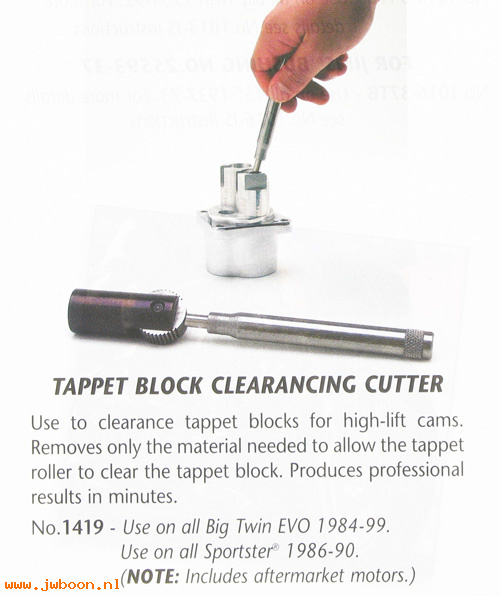 R 1419 (): Tappet block clearancing cutter, JIMS - Big Twins 84-99. XL 86-90