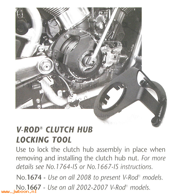 R 1674 (): Clutch hub locking tool  -  JIMS, in stock - V-rod '08-