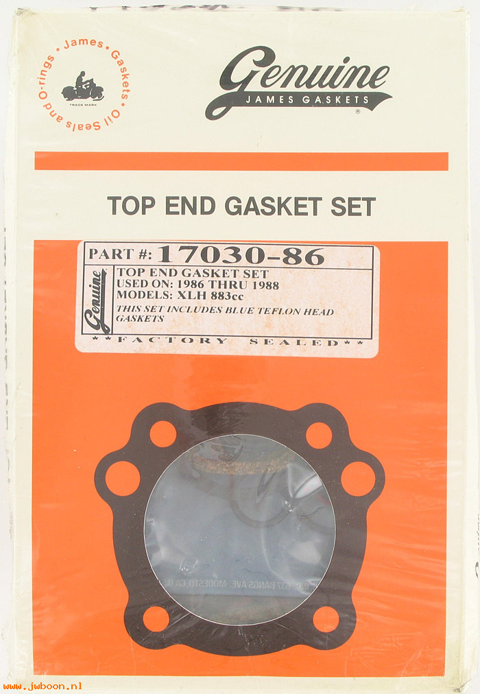 R  17030-86 (17032-86A): Top overhaul gasket set - Sportster XL 86-88 883cc, James Gaskets