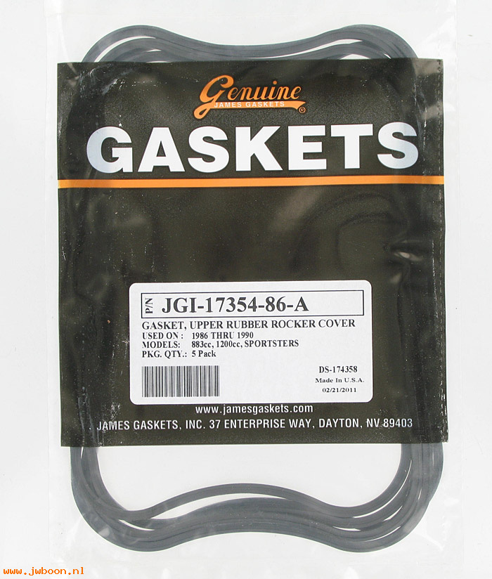 R  17354-86A.5pack (17354-86A): Gaskets, rocker cover - upper - James Gaskets - XLH '86-'90