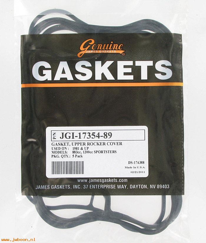 R  17354-89.5pack (17354-89): Gaskets, rocker cover - upper - James Gaskets-XLH '91-'03. Buell