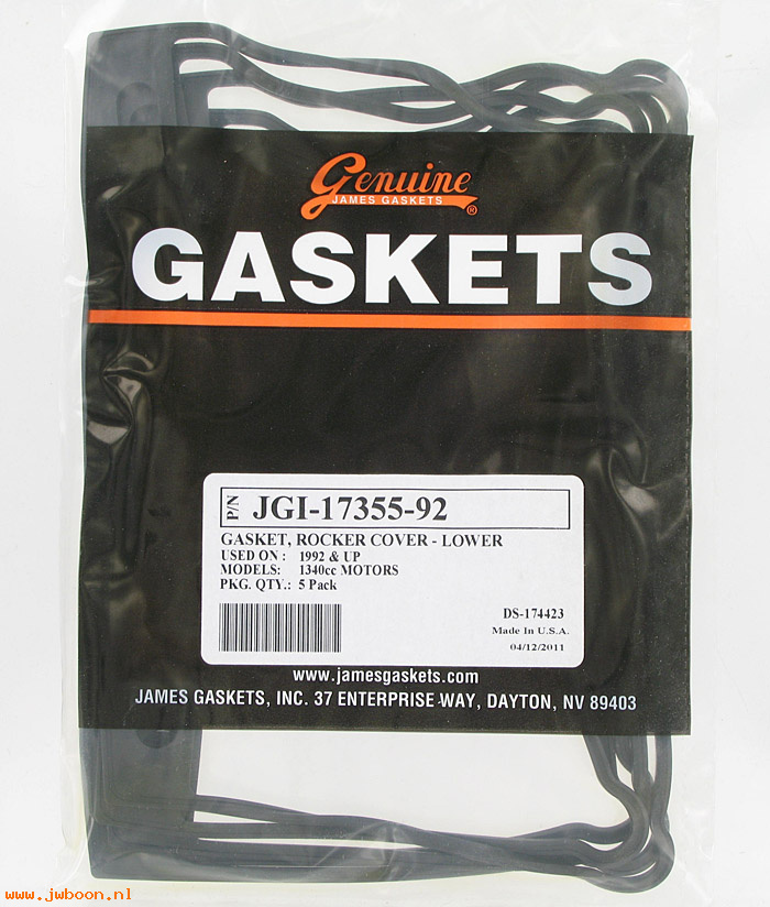 R  17355-92.5pack (17355-92): Gaskets, rocker cover - lower - James Gaskets - Evo 1340cc 92-99