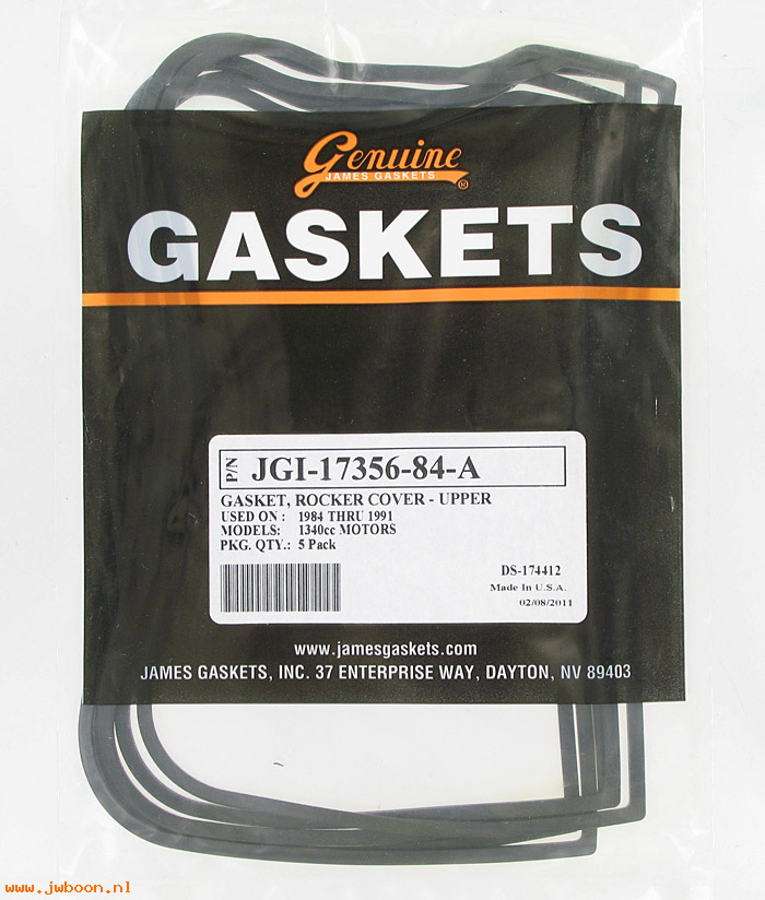 R  17356-84A.5pack (17356-84A): Gaskets, rocker cover - upper - James Gaskets - Evo 1340cc 84-91