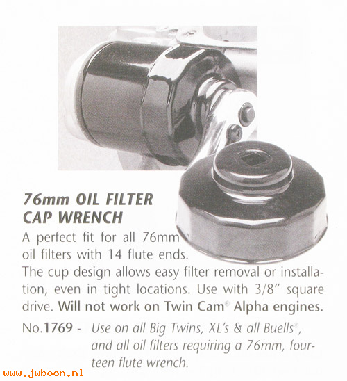R 1769 (HD-44067-A): Oil filter wrench, 76mm - JIMS Machining parts & tools, in stock