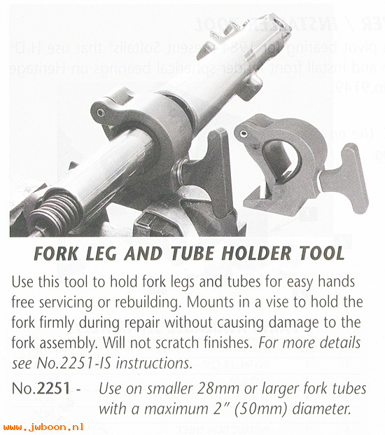 R 2251 (): Fork leg and tube holder - JIMS - max 2" in diameter.  in stock