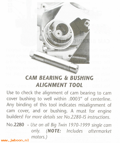 R 2280 (): Cam alignment tool, JIMS - Big Twins '70-'99, single cam.in stock