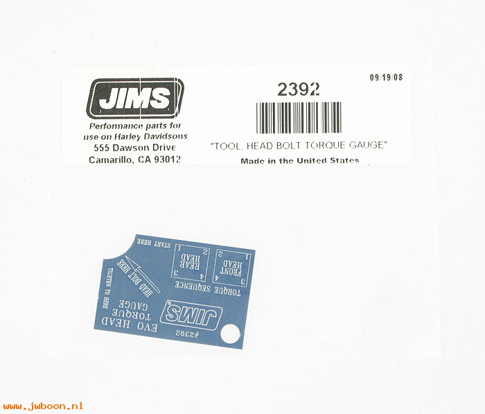 R 2392 (): Head bolt torque gauge - JIMS - XL's '86-  EVO 1340cc. Twin Cam