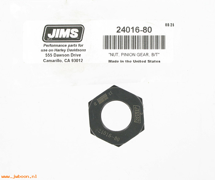 R  24016-80jims (24016-80): Nut, pinion gear shaft - JIMS - Big Twins '81-'88