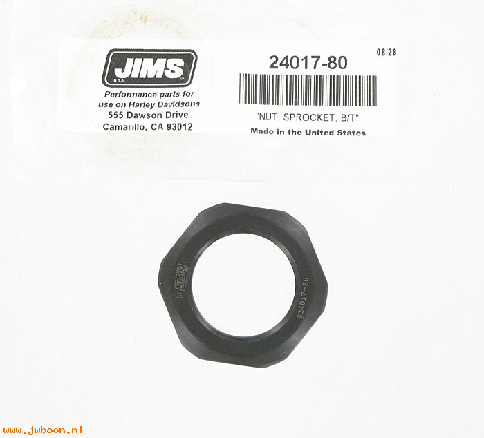 R  24017-80jims (24017-80): Nut, sprocket shaft - JIMS - Big Twins '81-early'85, in stock