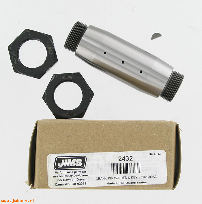 R 2432 (23961-80A): Crank pin with nuts and key, FL, FX late'81-'99, 3-holes - JIMS