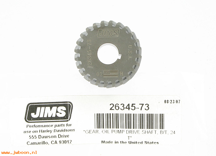 R  26345-73ji (26345-73): Drive gear, oil pump - 24 T - JIMS - Big Twins '73-'99, in stock