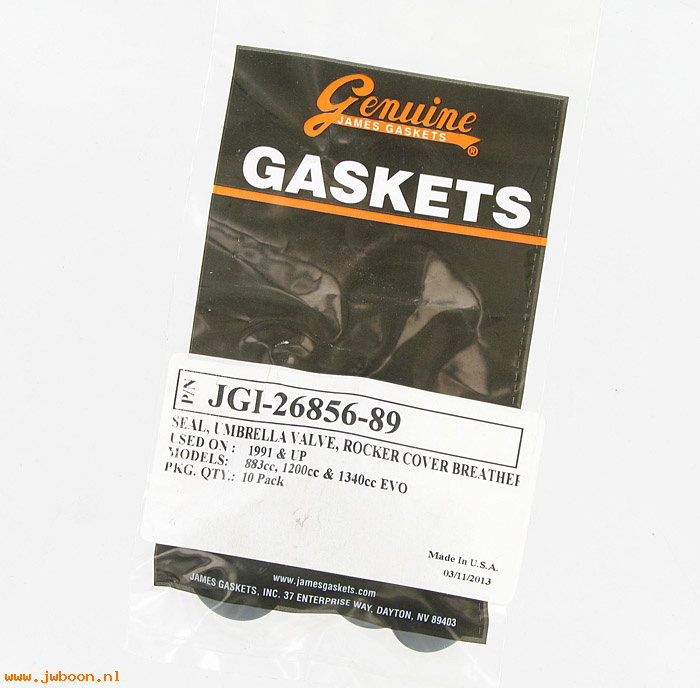 R  26856-89.10pack (26856-89): Umbrella check valves - James Gaskets - Evo 1340cc 93-99.XL 91-03