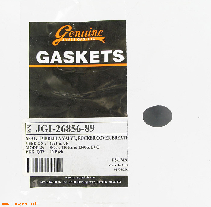 R  26856-89 (26856-89): Umbrella check valve - James Gaskets - Evo 1340cc '93-'99