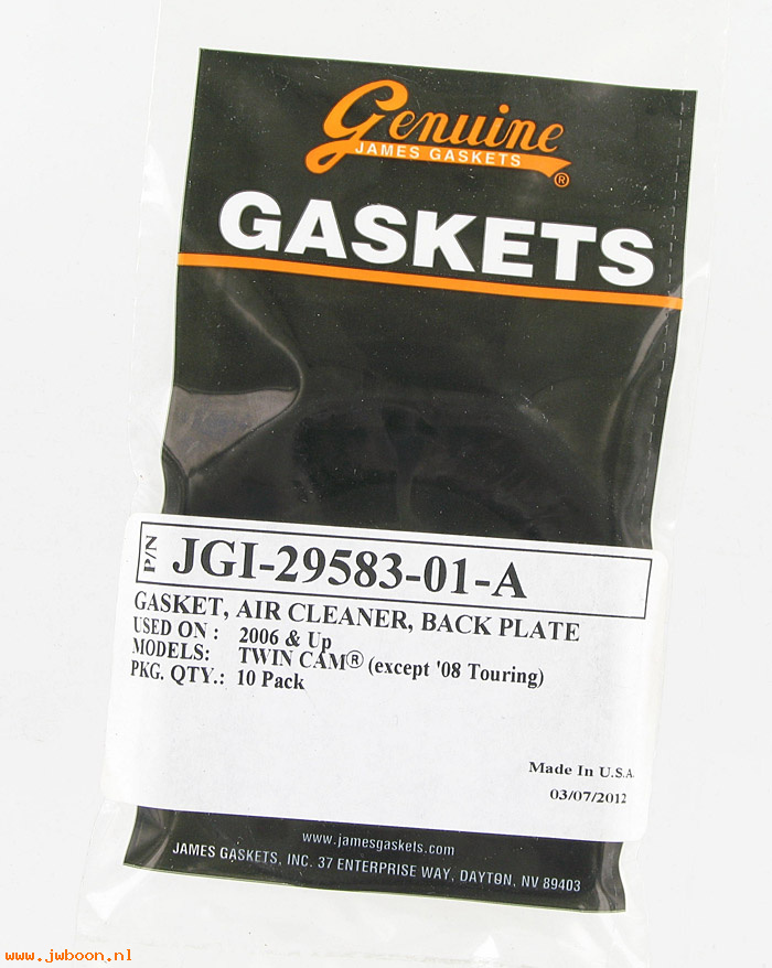 R  29583-01A.10pack (29583-01A): Gaskets, air cleaner element - James Gaskets-TC Touring.Softail